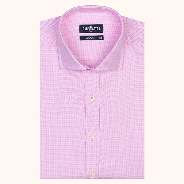 Chemise coupe cintrée en Natté rose
