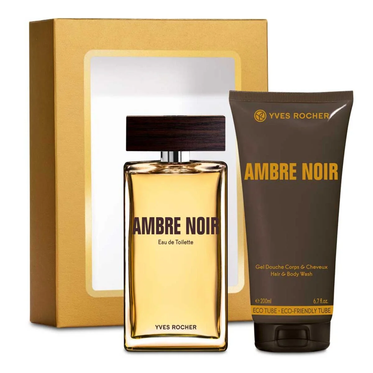 Y.R Coffret Eau de Toilette et Gel Douche et Cheveux – Ambre Noir