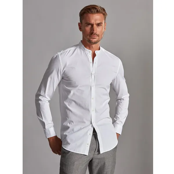 Café Coton Chemise en popeline blanche – Col Mao