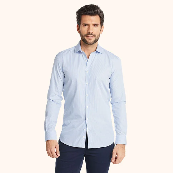 Chemise coupe classique à rayures ciel