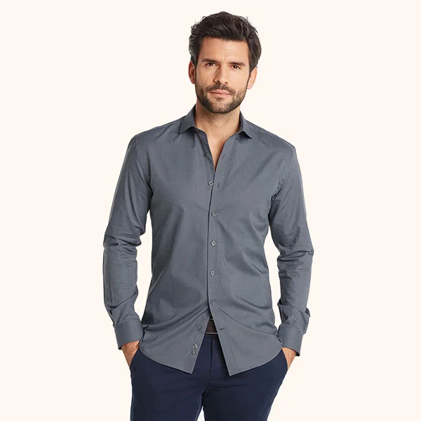 Chemise coupe cintrée en micro Oxford gris