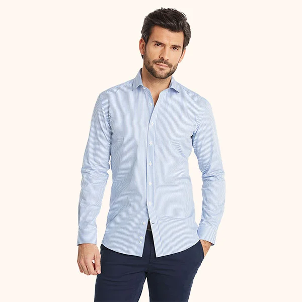 Chemise coupe cintrée à rayures ciel