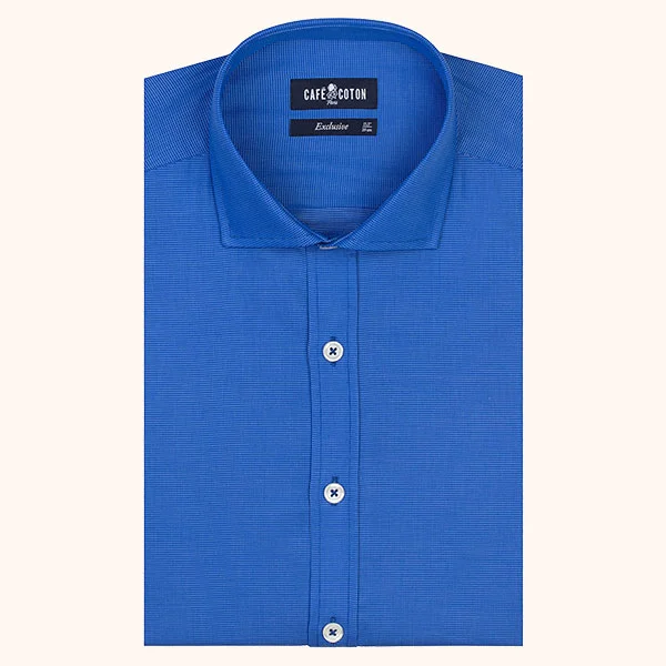 Chemise coupe cintrée en micro oxford ciel
