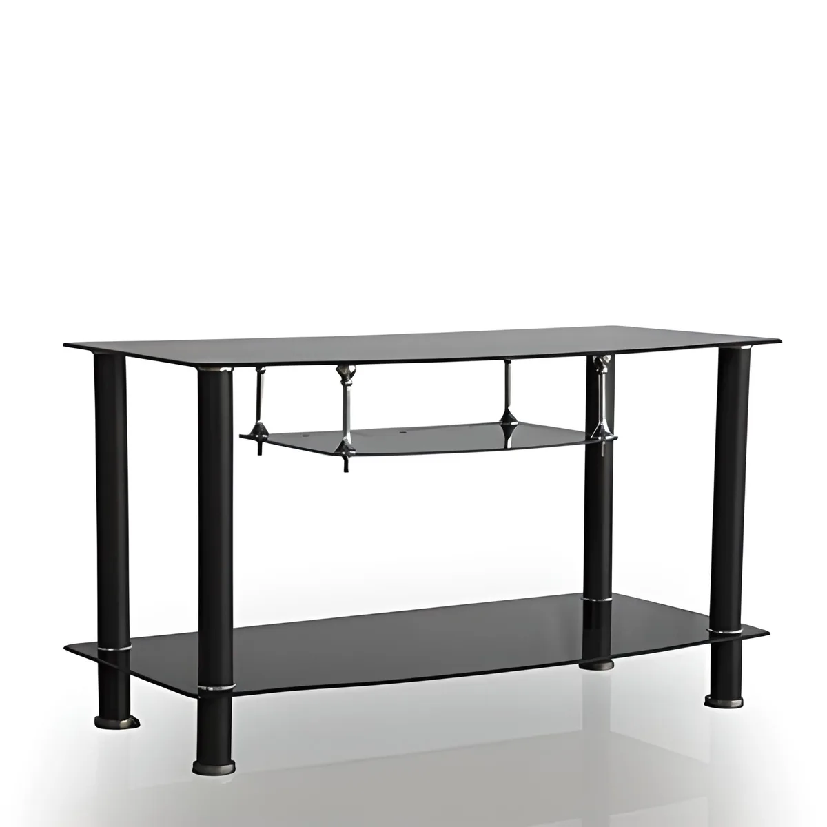 TABLE TELEVISEUR LONG EN VERRE NOIR A36P