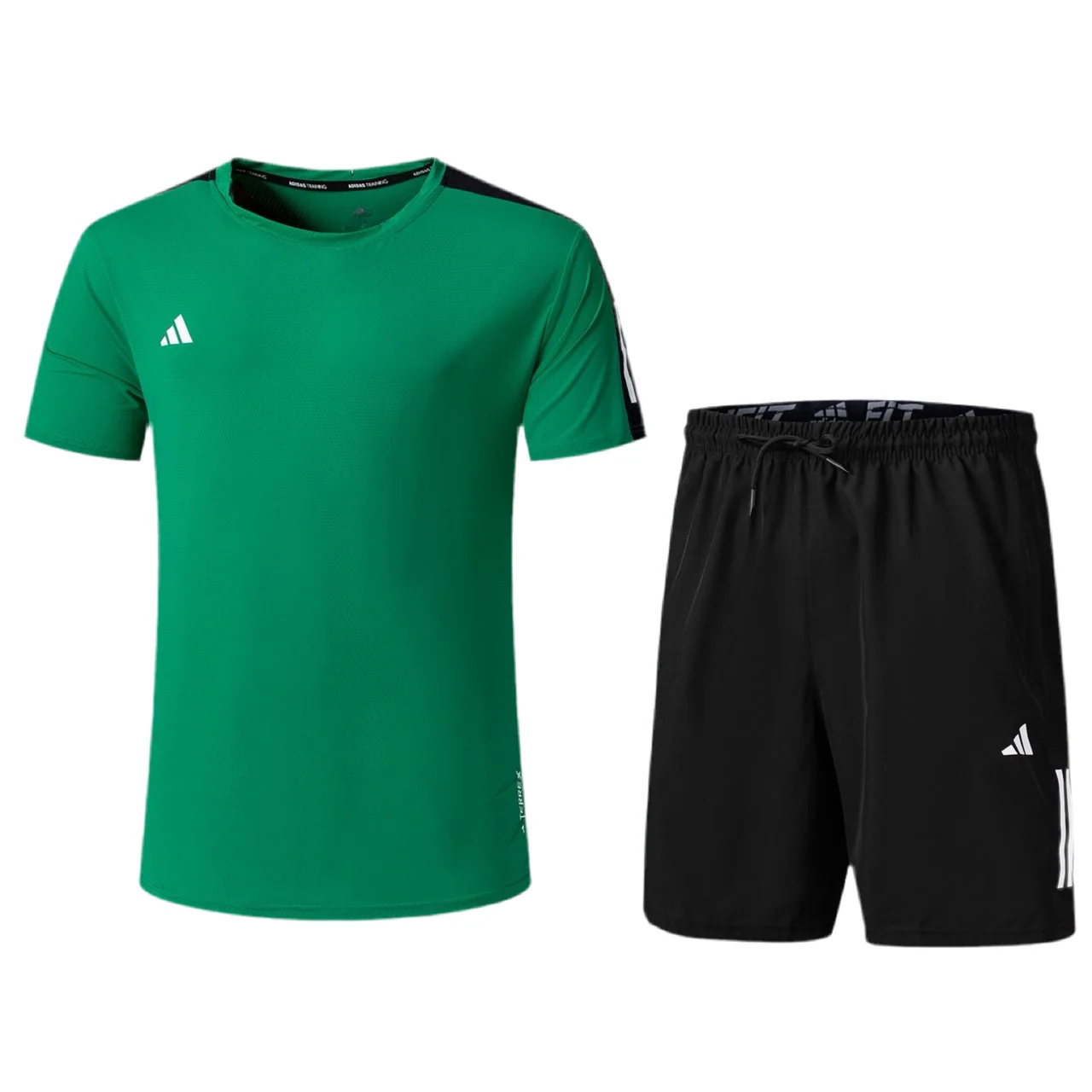 Ensemble de sport Adidas Unisexe – T-shirt & Short (Vert/Noir)