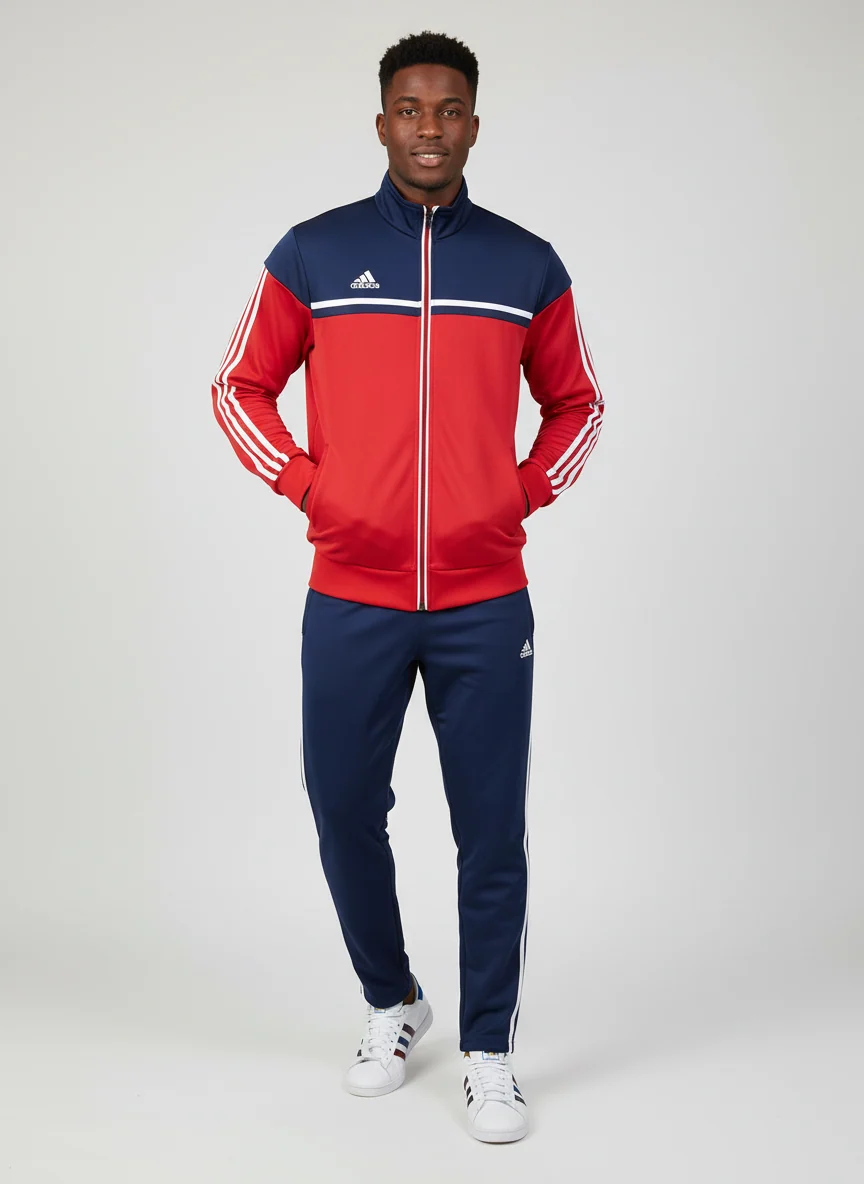 Ensemble Survêtement Loisir Adidas (Rouge/Bleu) avec fermeture