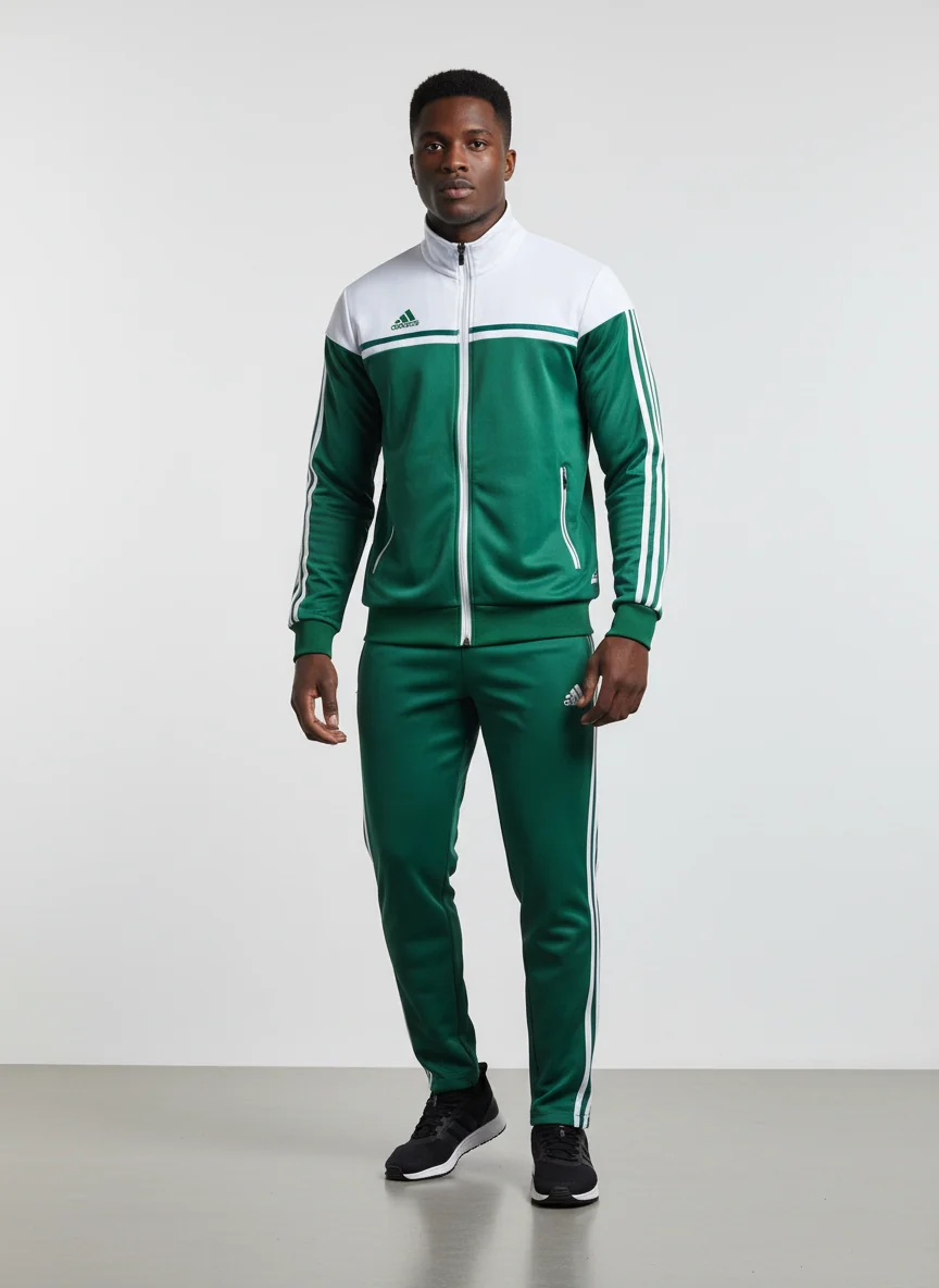 Ensemble Survêtement Loisir Adidas (Vert/Blanc) avec fermeture