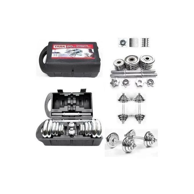 Kit d'haltères chromées 20KG York Fitness