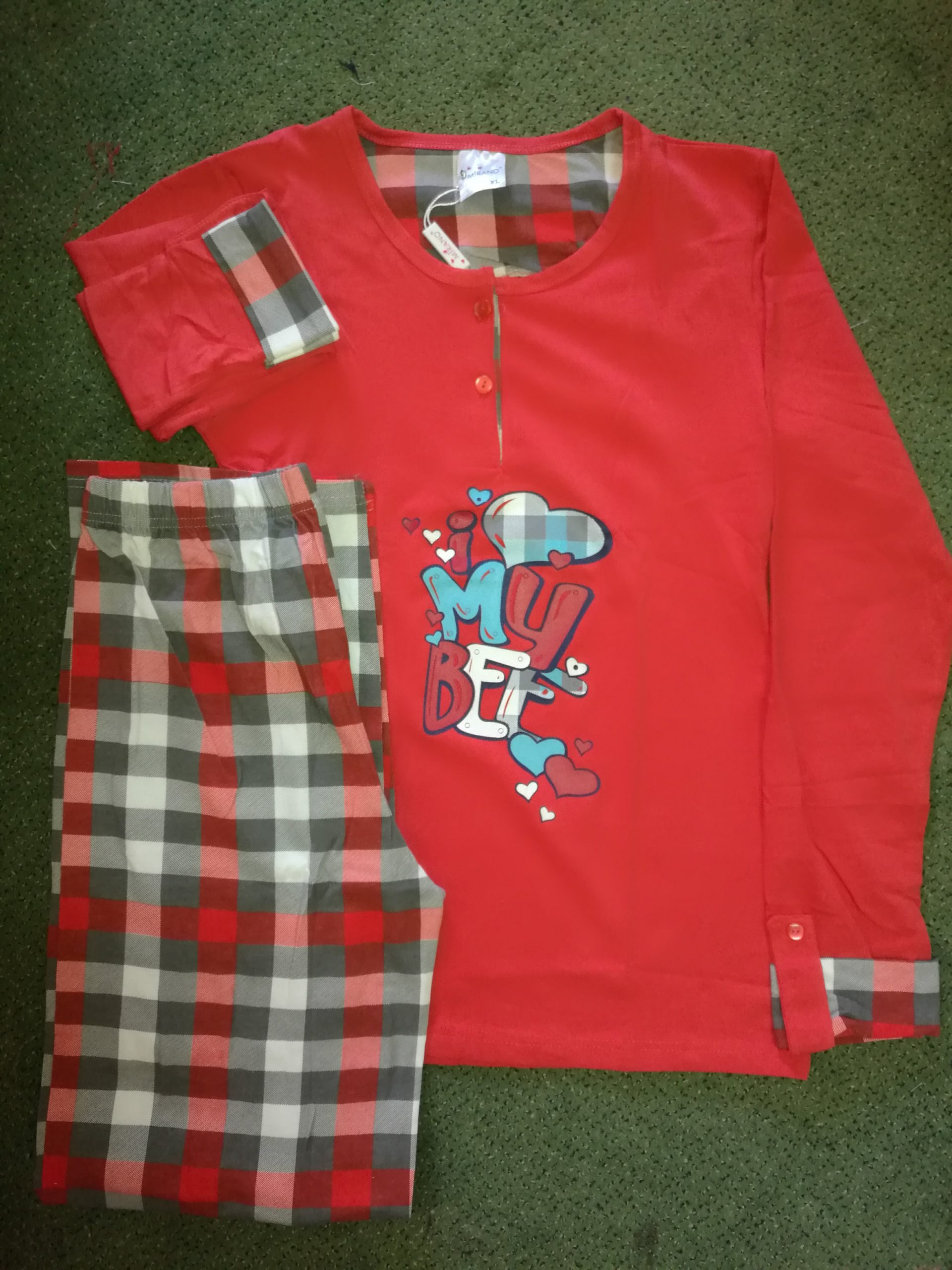 PYJAMA 2PCS PANTALON MAMAN CARREAUX