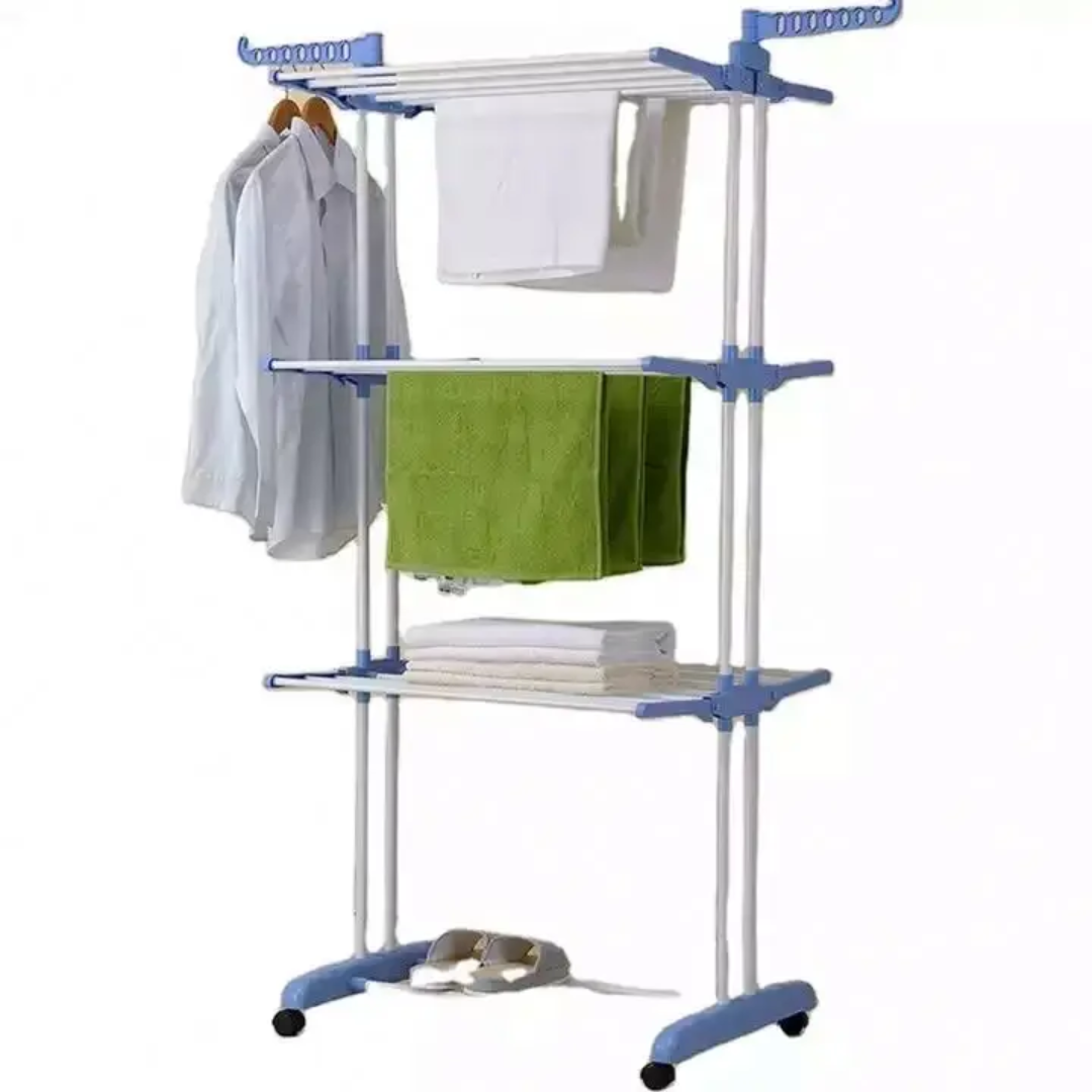 Séchoir à linge pliable 3 niveaux avec roulettes – Étendoir à vêtements multifonction Dakar