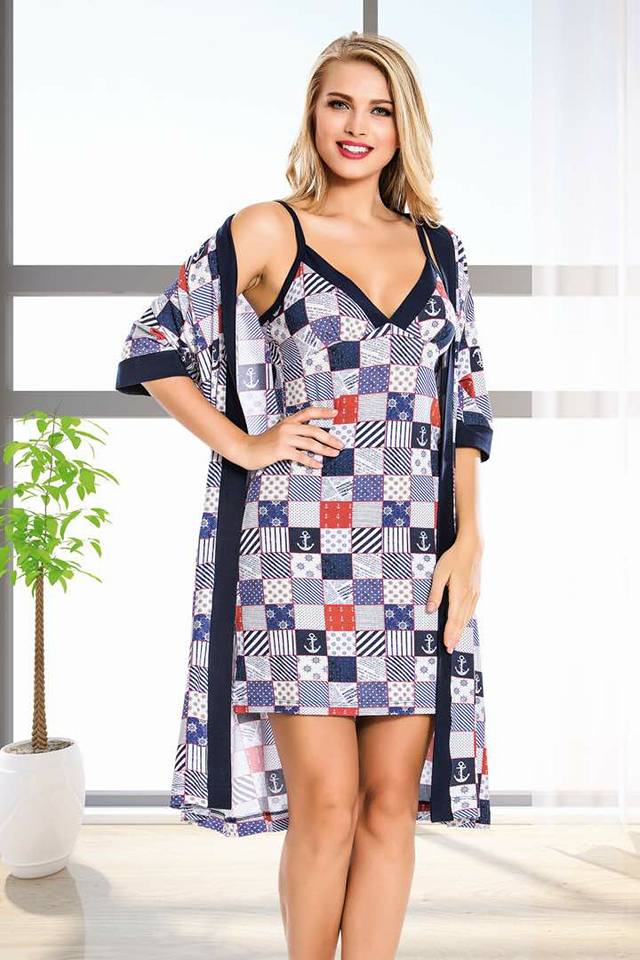 PYJAMA 4PCS COTON BLEU A MOTIFS