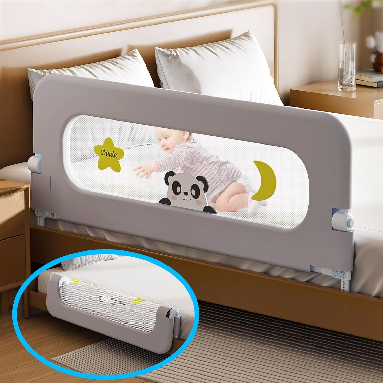 Barrière de lit bébé pliable et sécurisée – Protection anti-chute réglable