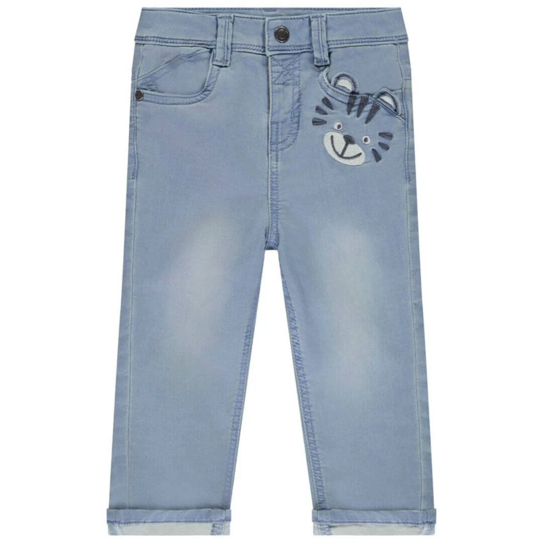 Jean effet denim avec broderie décorative