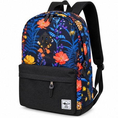 Sac à dos scolaire floral noir multicolore – SC3360