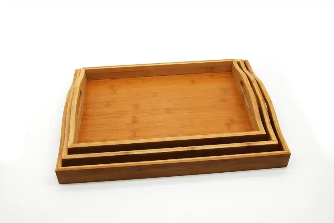 Ensemble plateau de service en bambou 3pcs