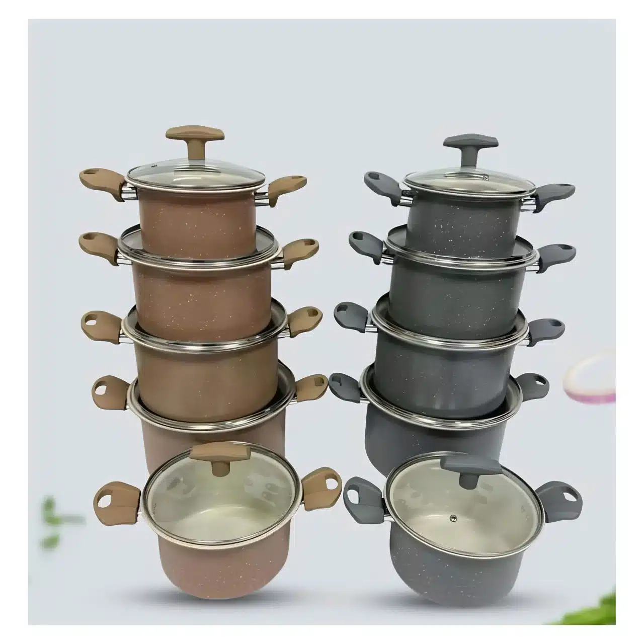 Ensemble marmite avec couvercle en verre 5 pcs