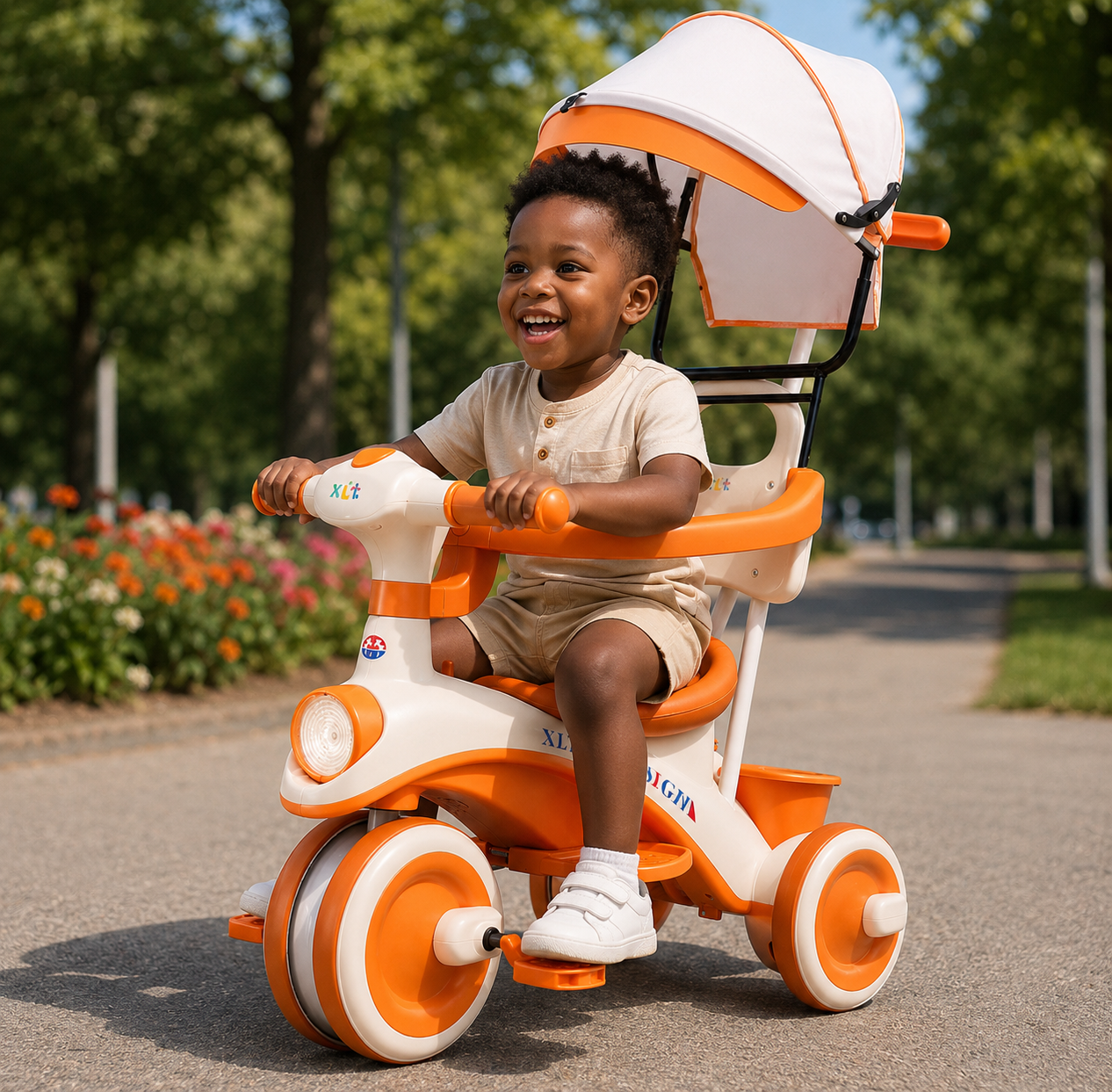 Tricycle évolutif Vélo avec poignée parentale et pare-soleil – Maternita Dakar