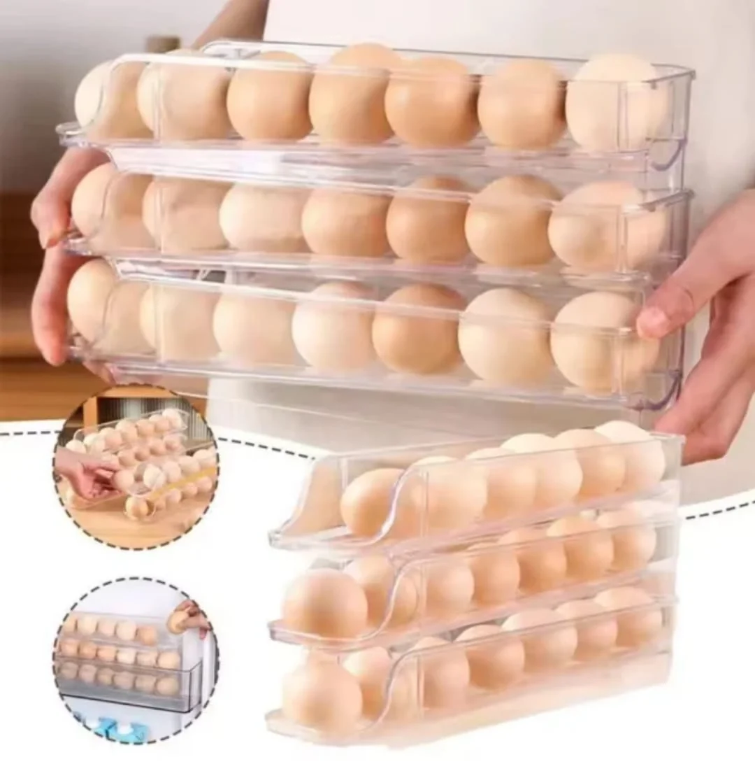 Organisateur d'Œufs 3 Étages – Rangement Frigo 21 Œufs Empilable | La Boutique Secrète