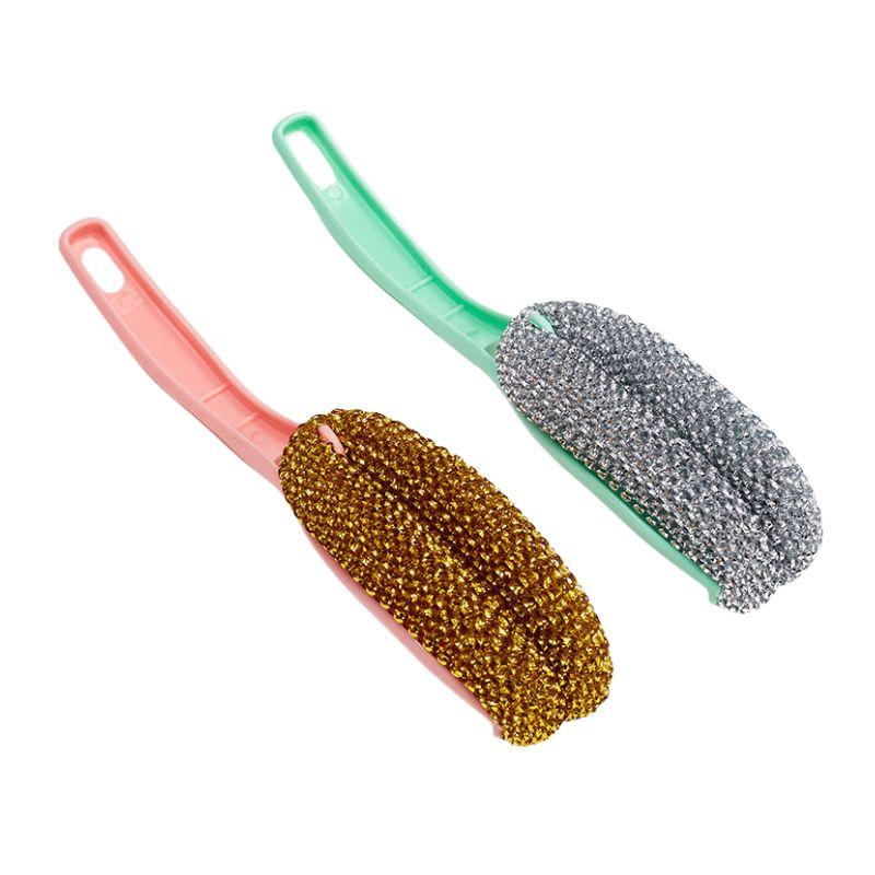 Lot de 2 Eponges à Récurer avec Manche en Plastique