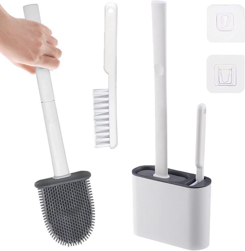 Brosse WC en Silicone 2 en 1 – Support Adhésif
