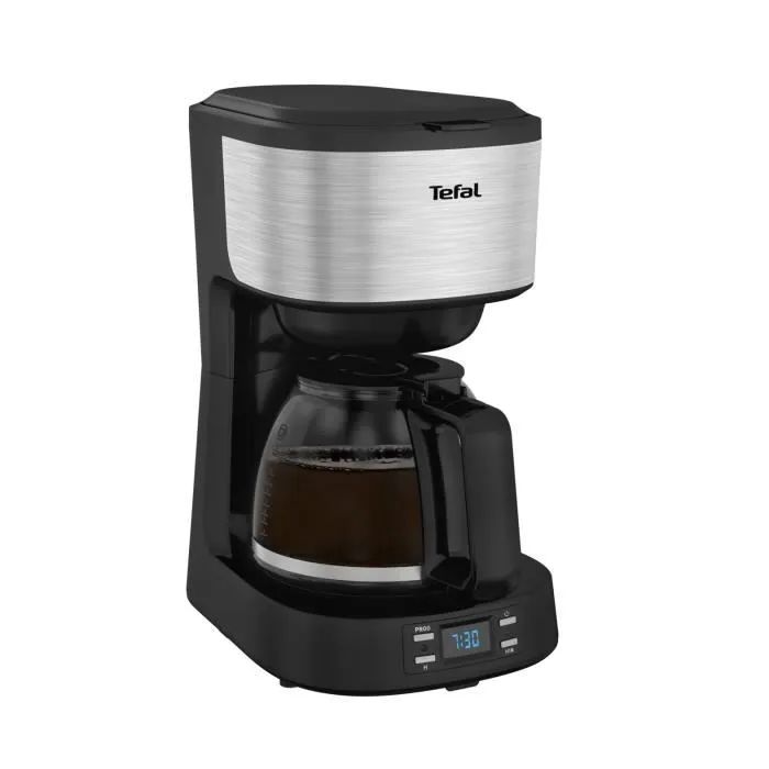 TEFAL Cafetière filtre inox programmable 1,2L, 8 à 12 tasses, Ecran Led, Filtre permanent