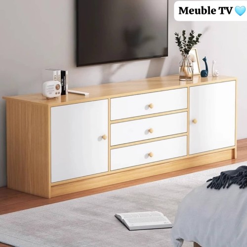 Meuble TV moderne avec étagère de Rangement 1.40M