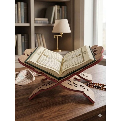 Support en Bois Sculpté – Pliable Traditionnel pour Coran et Livres