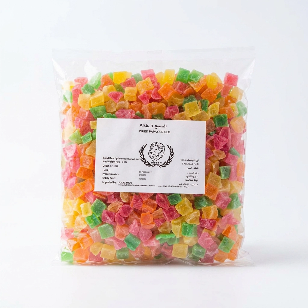 FRUITS CONFITS (DES DE PAPAYE SECHES COLOREES ) 1KG