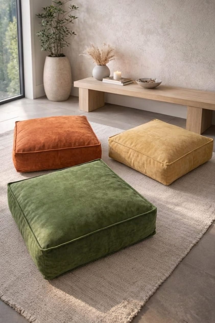 COUSSIN DE SOL (POUF) 70X70 EN VELOURS EPAISSEUR 15