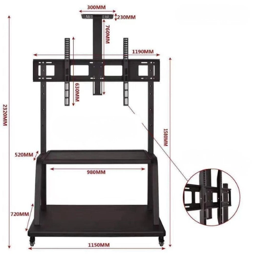 TABLE SUPPORT TELEVISEUR 55" A 98"