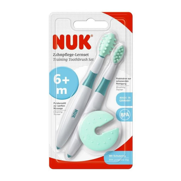 Nuk Kit Éducatif d’Hygiène Dentaire Brosse d’Apprentissage + Brosse de Nettoyage dès 6 Mois