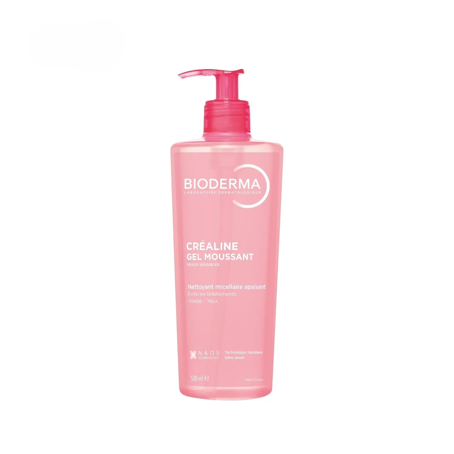 Bioderma Crealine Gel Moussant Nettoyant et Apaisant Micellaire Visage et Yeux Peaux Sensibles 500ml