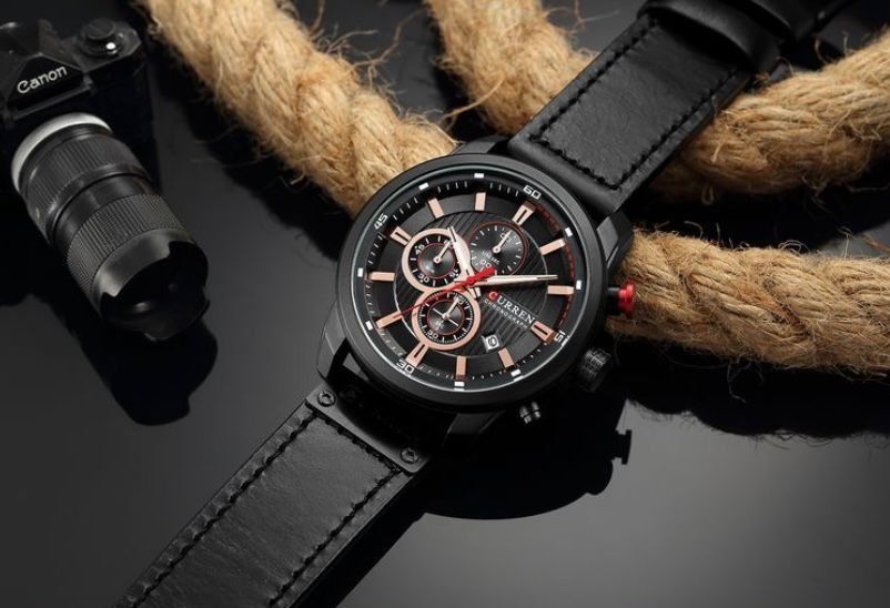 Montre Curren Deluxe Cuir  Noir