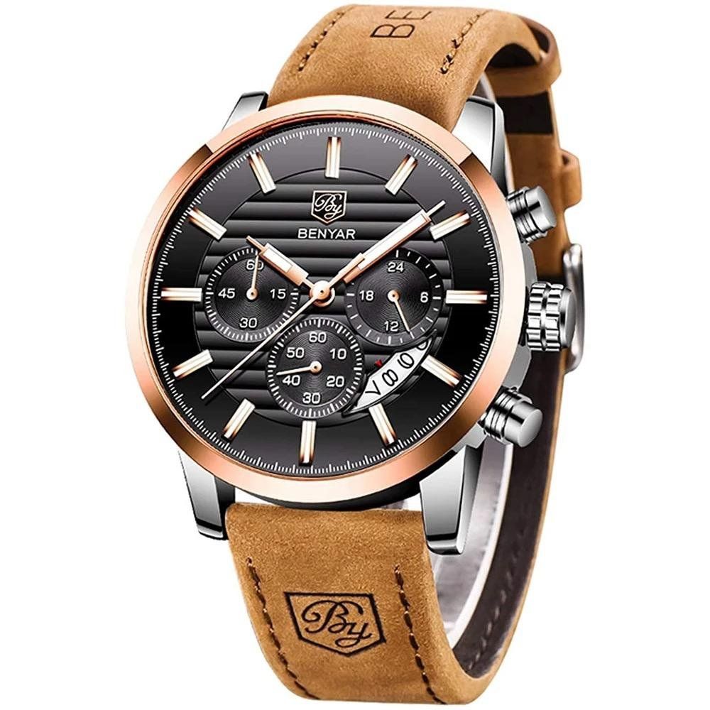 Montre Benyar Premium Cuir Coffee / Black