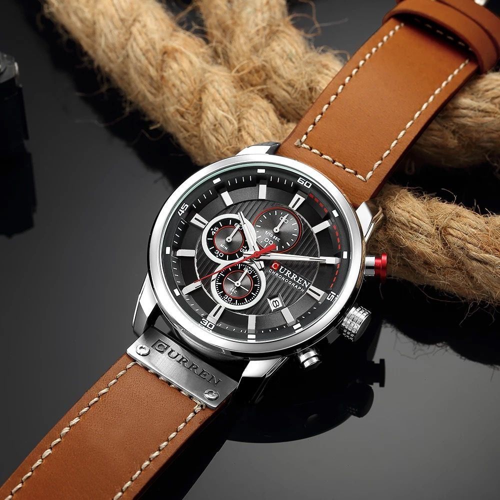 Montre Curren Deluxe Cuir Marron / Silver