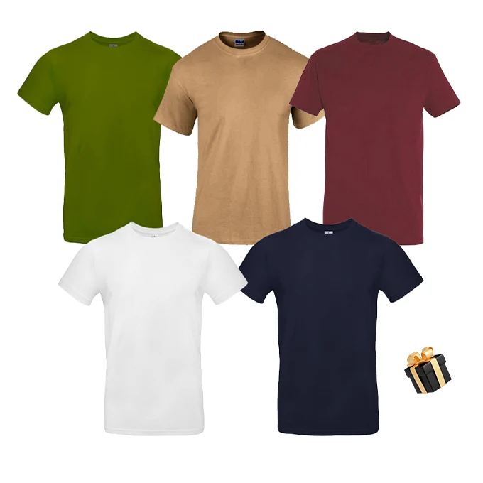 Pack 5 T-Shirts en Coton Col Rond + 1 Montre Offerte