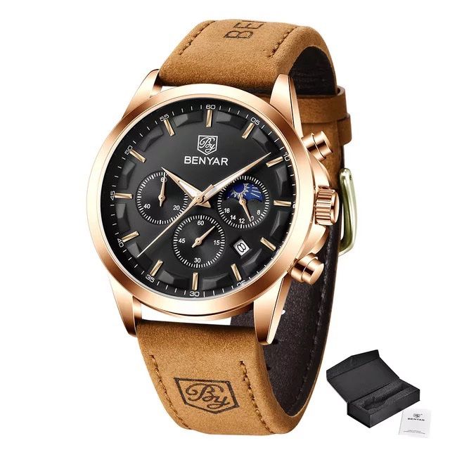 Montre Cuir Benyar Marron Noir
