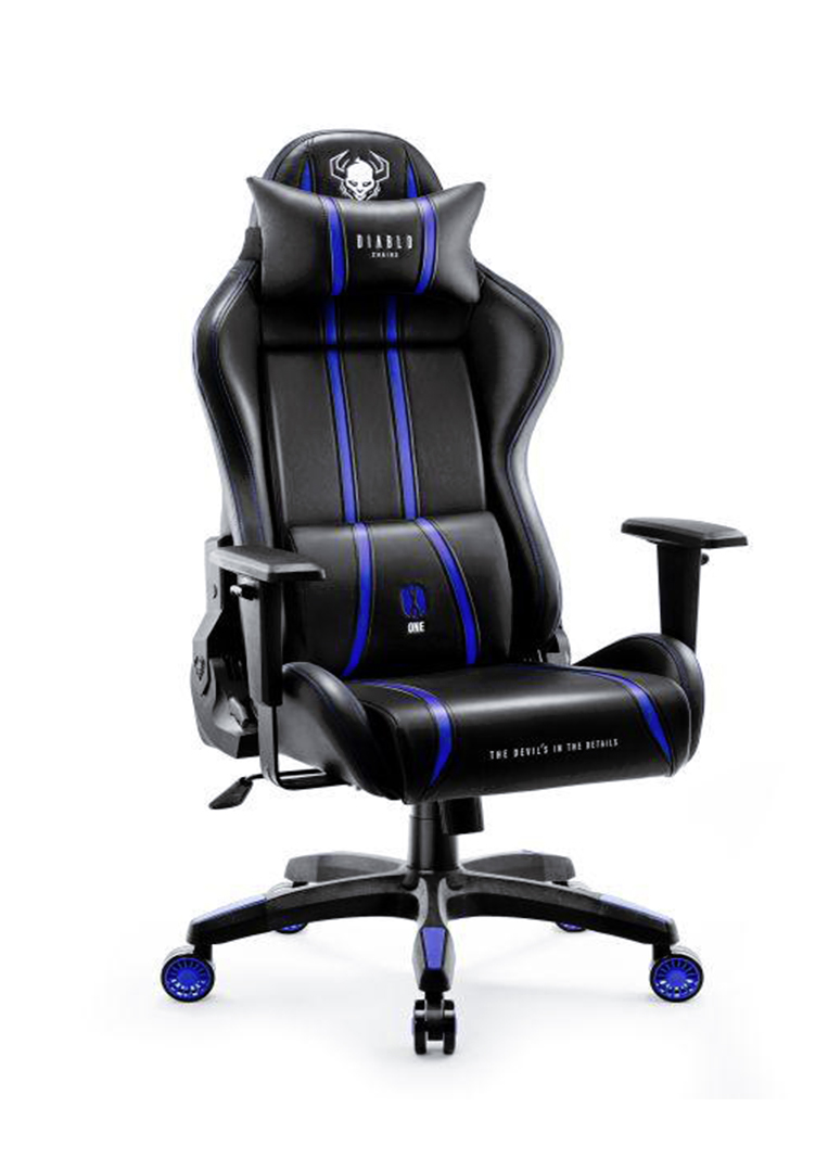 Chaise gamer avec coussin de tête et lombaires
